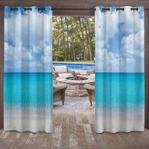Ocean Decor Collection Thermal Blackout Window Drape Curtain Outdoor