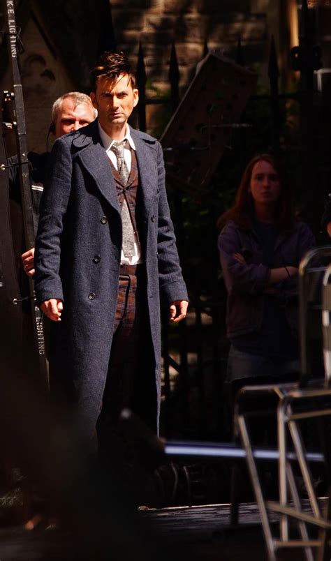 david tennant pictured filming scenes on set of doctor who