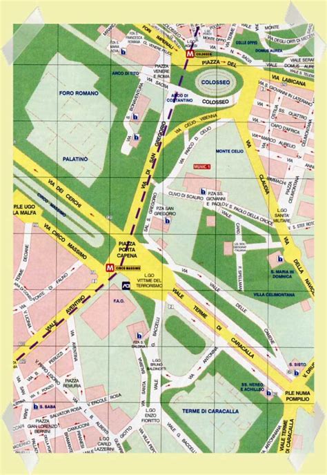 Mapa Coliseo Zona Arqueológica Con Calles Guía En Roma
