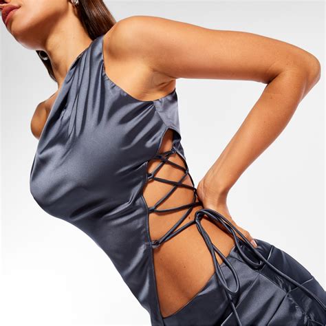missguided co ord lace up asymmetric satin top ireland