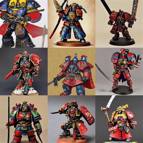 Warhammer 40k Space Marine Painted As A Samurai From Stable Diffusion