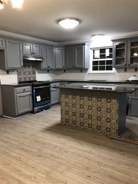 Kitchen With Tile On Front To Match Tile Over Stove Gray Cortec