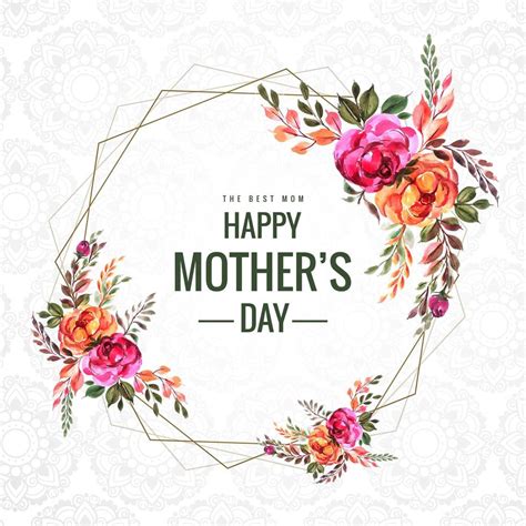 happy mother s day flowers and geometric frame card 1045651 vector art at vecteezy