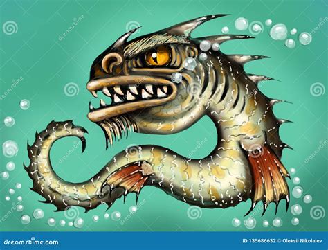 Sea Monster Water Dragon Fish Mutant Scary Deep Demon Color