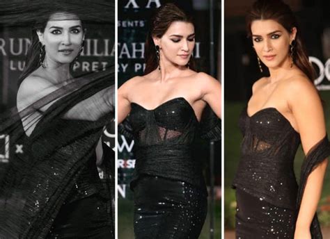 kriti sanon serves sultry elegance in strapless black top and mermaid style skirt by tarun