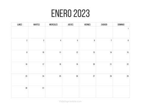 Calendario 2023 Minimalista 12 Meses Vida Imprimible