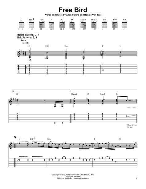 Free Bird By Lynyrd Skynyrd Easy Guitar Tab Guitar Instructor
