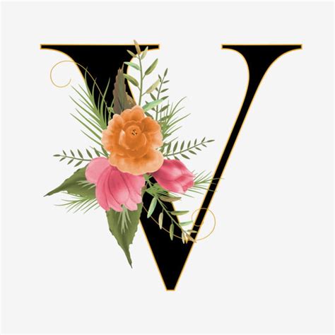 Your favorite blooms — from roses and peonies to lilies and daisies red roses aren't the only flower with a romantic meaning, so you don't have it's also the way we feel when we see them start peeking through the snow at the first bit of warmth. Floral Alphabet V With Flower Font Made Of Paint Floral ...