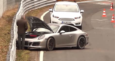 Porsche 911 Carrera Gts Ruined In 3 Way Nurburgring Crash As 2018