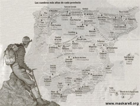 Mapa De Los Picos Mas Altos De España | Mapa Fisico