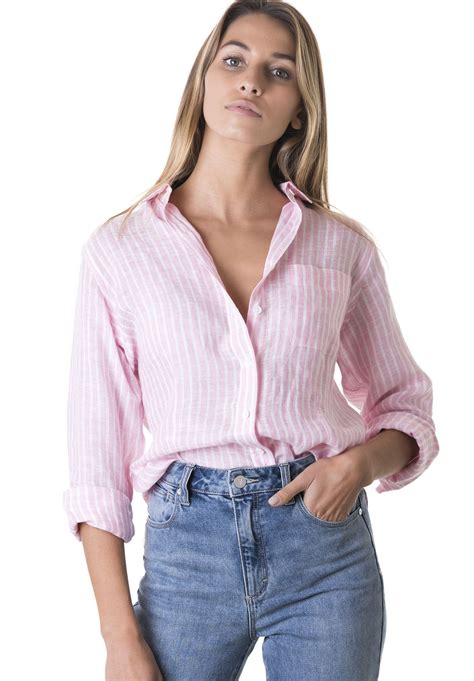 Rina Pink Striped Linen Shirt Striped Linen Shirt Linen Shirts