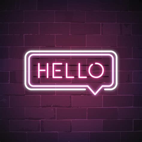 Pink hello in a speech bubble neon sign vector - Download Free Vectors 
