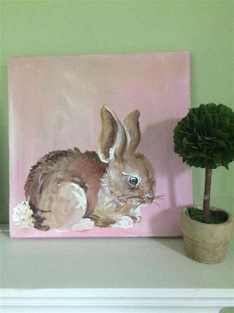 Sweet Little Bunny Painting Etsy Peinture Naive Idées Tableau