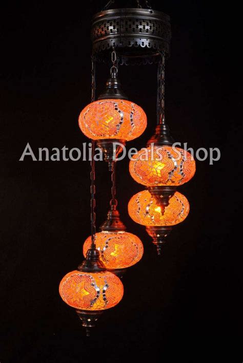 5 Piece Mosaic Lamp Turkish Lamp Ottoman Lighting Chandelier Turkish