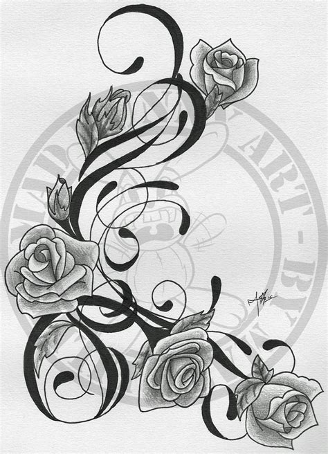 Looks great combined with black clothes. Trible Vine And Roses Tattoo Images