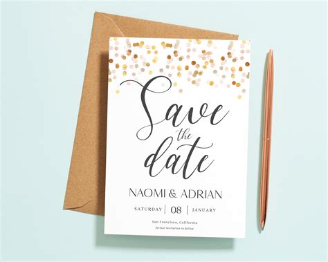 Wedding Save The Date Save The Date Cards Gold Save The Etsy India