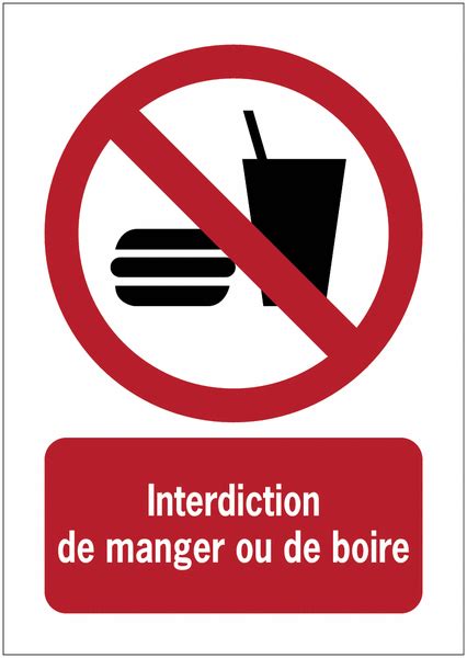 Panneau Vertical Interdit De Manger Boire ISO 7010 Seton FR