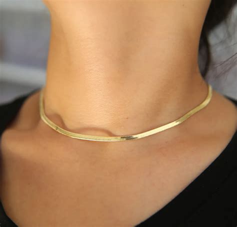 Silver Gold Flat Choker Collar Necklace Wires For Women Man Delicate