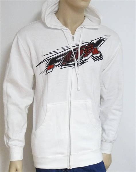 Fox Racing Guideline Mens White Zip Hoodie Sweatshirt Jacket Ebay