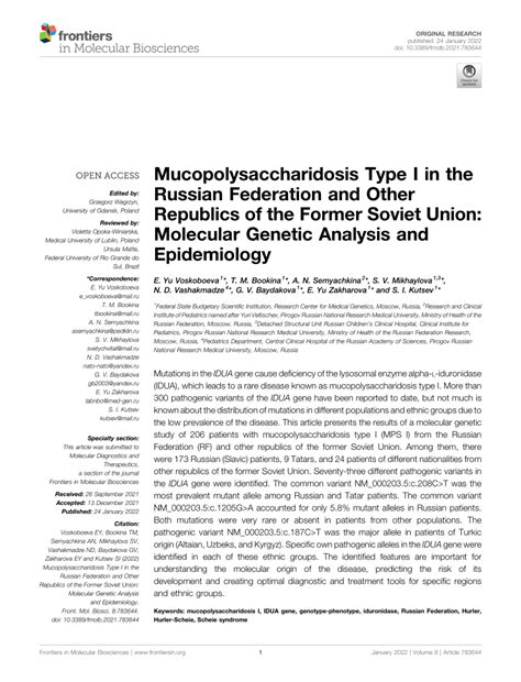 pdf mucopolysaccharidosis type i in the russian federation and other republics of the former