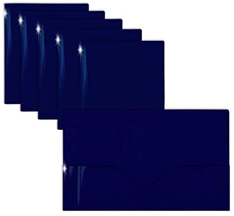 Extra Heavyweight Blue Plastic 2 Pocket Portfolio Folders 12 Pack