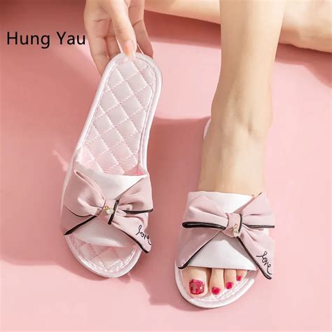 Women Slippers Flips Flops Shoes Sandals Summer Fashion Butterfly Knot Silk Platform Female