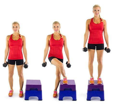 The Crossover Step Up Uses A Bench And Dumbbells To Tone And Tighten