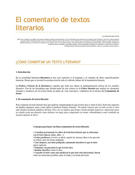 El Comentario De Textos Literarios By Alicia Samame NuÑez Issuu