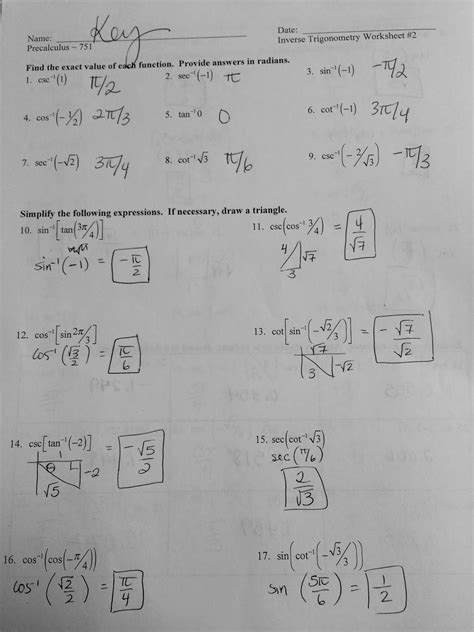 Precalculus worksheets with answers pdf. Precalculus Inverse Functions Worksheet Answers ...