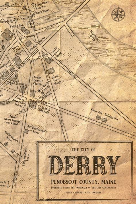 Map Of Derry Maine The Location Of Stephen Kings Novel It Now A