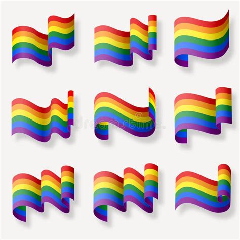 the lgbt rainbow realistic waving flags set of colorful flags pride month stock vector