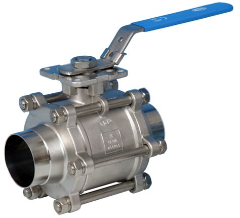 Actuated Ball Valve 3 Pce Full Bore Sanitary Butt Weld O D End