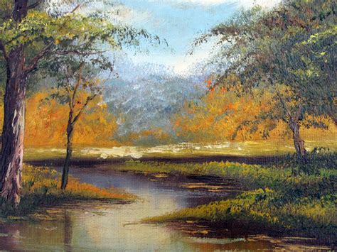 Vintage Original Art Oil Painting Natural Forest River Stream Etsy
