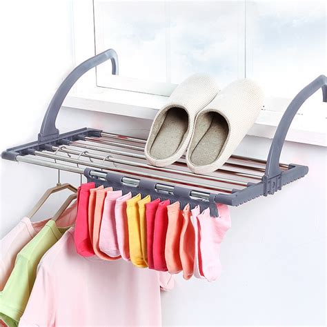 Clearancefoldable Stainless Steel Clothes Hanger Balcony Windows