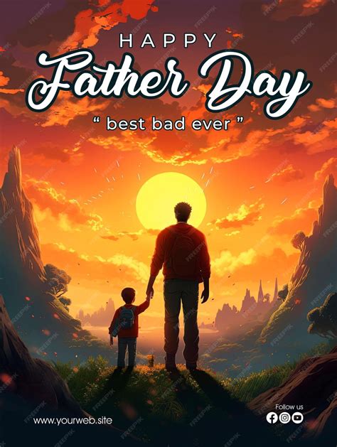 Premium Psd Happy Fathers Day Poster With A Background Of Father And