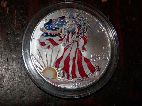 1999 Colorized American Eagle Silver Coin 1 Oz 999 Fine