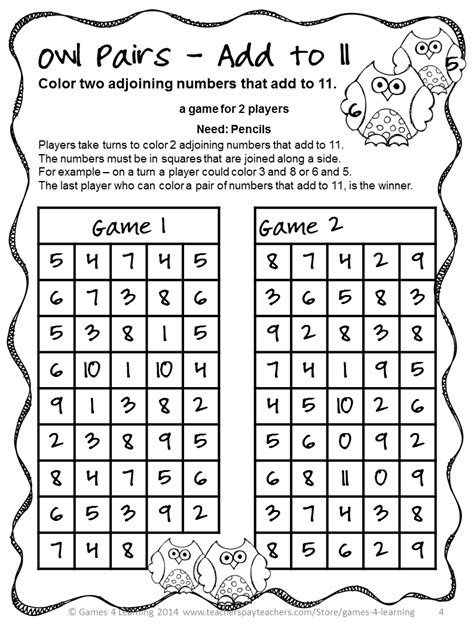 Fun Games 4 Learning No Prep Math Games Freebies Primer Curso