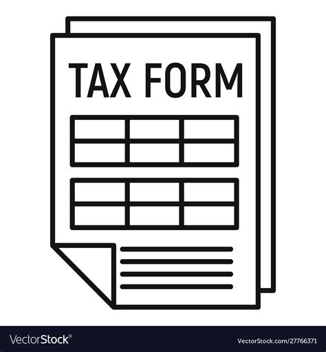 Tax Form Icon Outline Style Royalty Free Vector Image