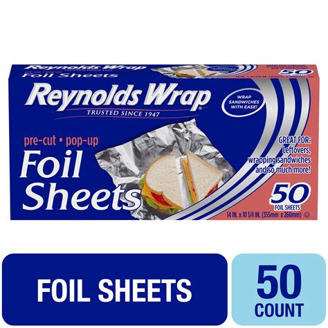Reynolds Wrap Pre Cut Aluminum Foil Sheets 14x1025 Inches 50 Sheets