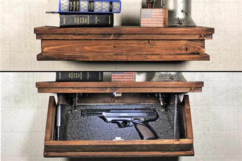 Hide your guns and add some decorative touches to your home at the same time. Floating Shelf with Hidden Gun Storage Hidden Compartment Gun