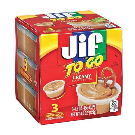 How many calories in jif natural peanut butter. Jif To Go Creamy Peanut Butter, 3-ct. Packs | Creamy ...
