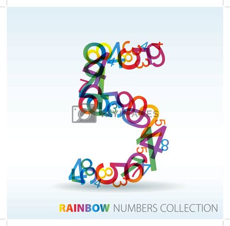 Number Five Made From Colorful Numbers By Orson Vectors And Illustrations