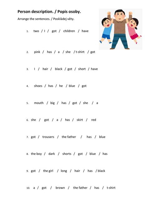 People S Description Arrange Sentences Worksheet Live Worksheets