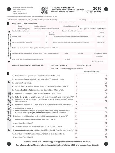Form Ct 1040nr Py Instructions 2019 Fill Out And Sign Online Dochub