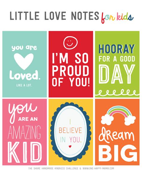 Free Little Love Notes For Kids Share Handmade Kindness Challenge One