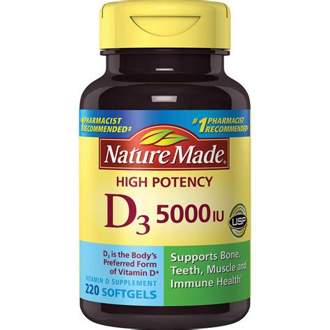Nature Made Vitamin D3 5000 Iu Softgels 220 Ct Bjs Wholesale Club
