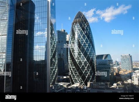 The City And The Gherkin Skyline Aerial In London Stock Photo Alamy