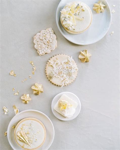 Sugar Cookies With Gold Meringues And Sugar Detail By Fleur And Flour