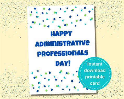 Printable Administrative Professionals Day Card Secretaries Etsy