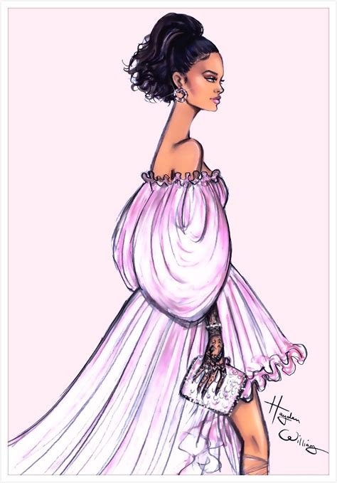 Hayden Williams Fashion Illustrations Pink Princess Rihanna Wearing